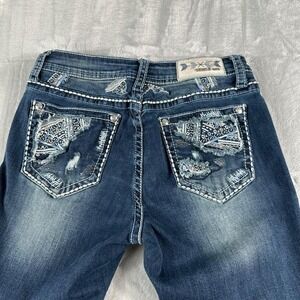 Grace in LA Jeans Women's 28 Blue Easy Fit Mid Rise Bootcut Y2K Western Cowgirl